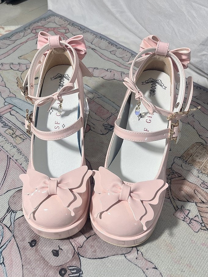 Jane Lolita Mary with Shoes Accents Details Bow Hime Butterfly Pink