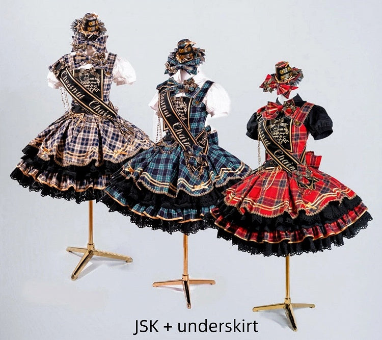 Red Plaid Lolita Tiered Underskirt - LiLi Chain