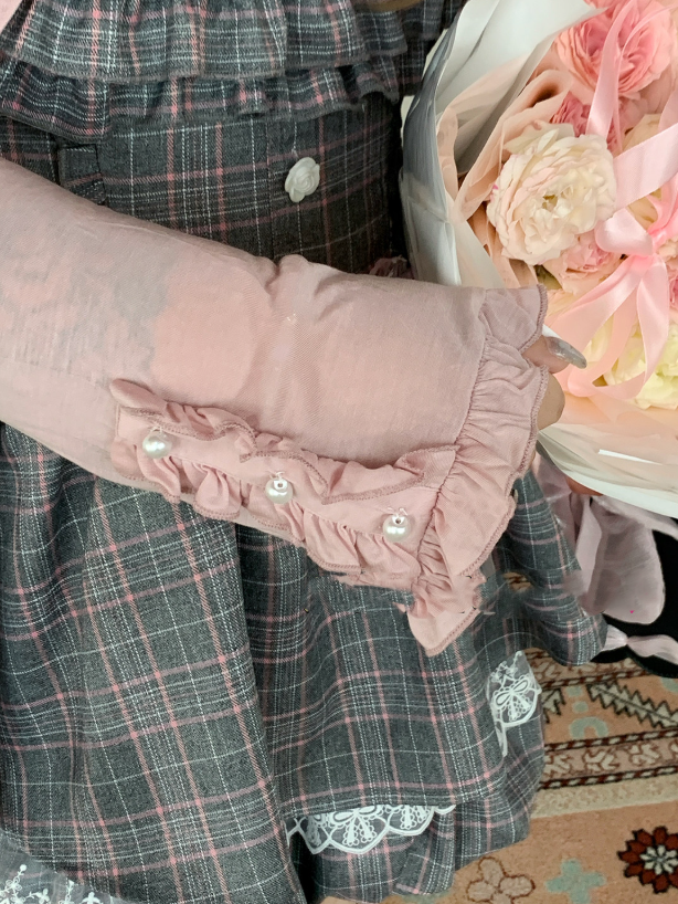 Soft Pink Blouse with Front Opening and Ruffled Cuffs - Hard Candy