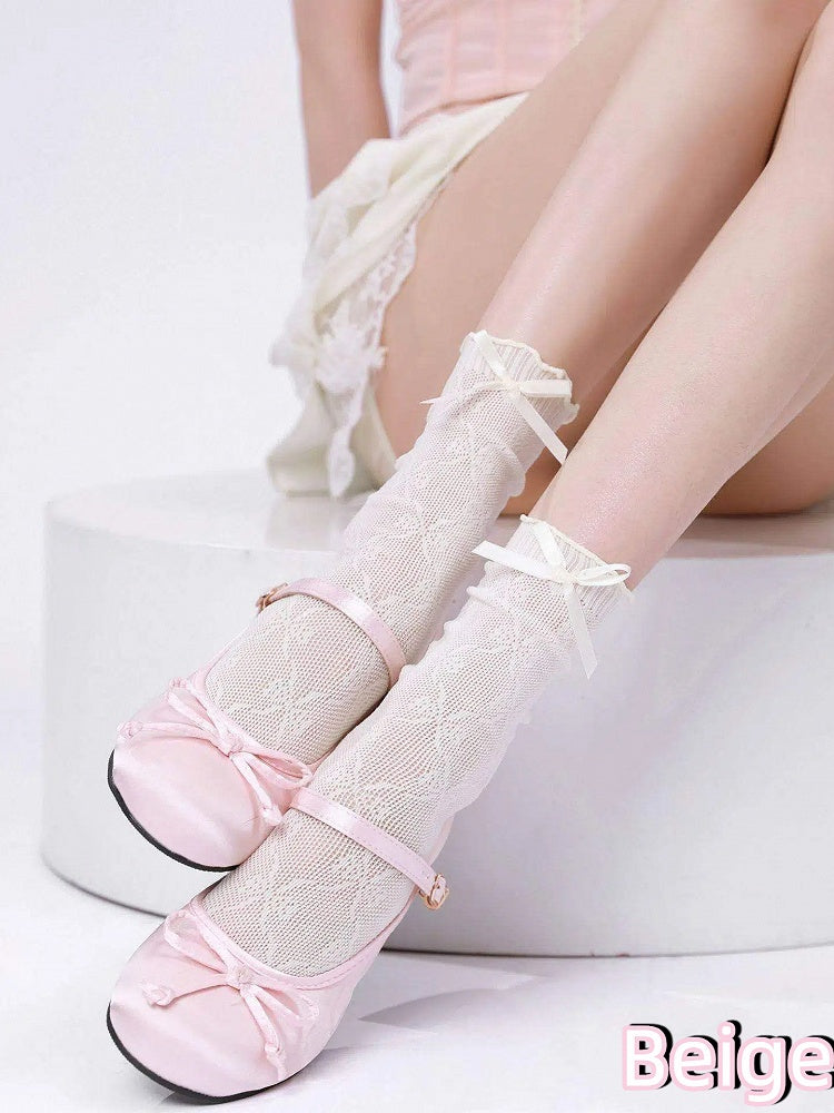 Socks Style Bow Black (3 Lace Colors: Lolita