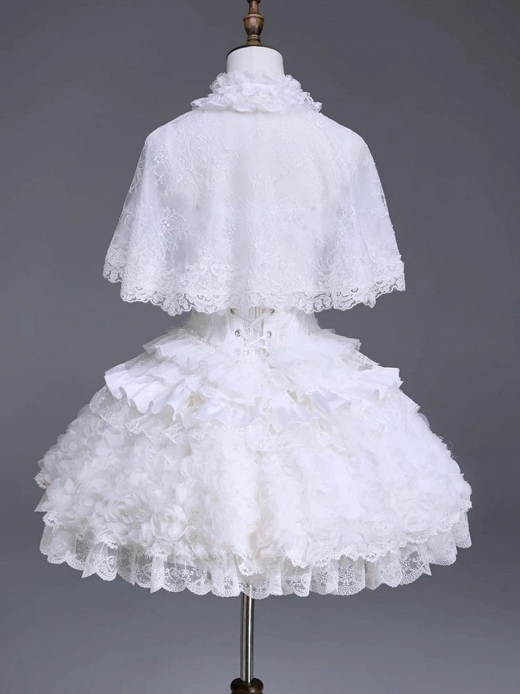 White Lace Ruffled Cape - Airfreeing