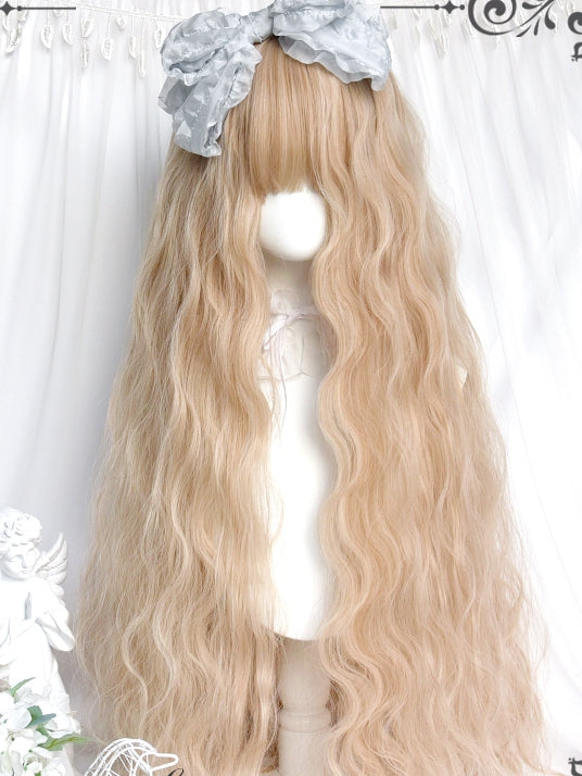 Wavy Full 80cm Bangs Long Wigs Blonde With