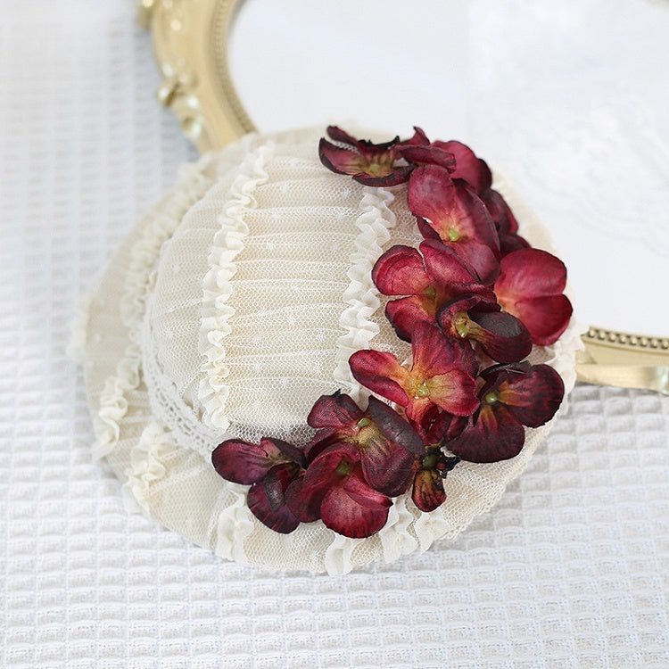 Elegant with Hat Colors - 5 edge Decorations Lace Flat Singed Hydrangea