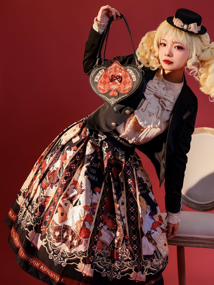 黒と赤のハート型ハンドバッグ