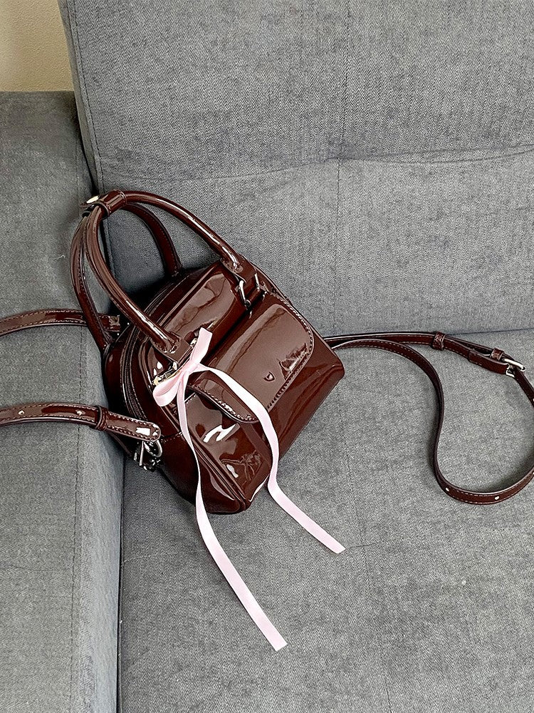 Ribbon Backpack With Kawaii Chocolate Bow 3-Way Glossy Brown