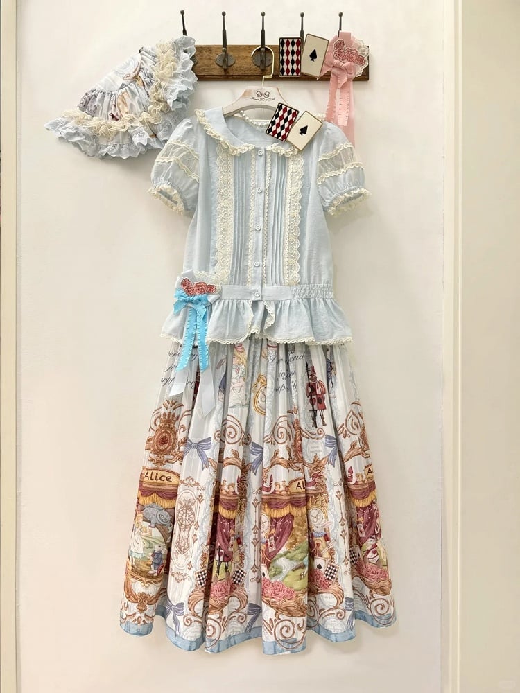 Azure Peter Pan Collar Lace Sweet Blouse - Forest Fairy Tales