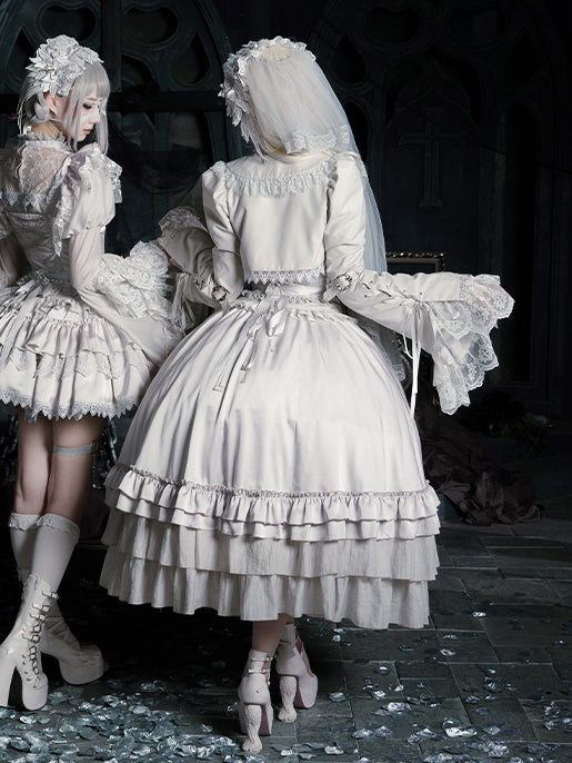 Cropped Lolita Embroidered Gothic Top Collar Pointed Silver