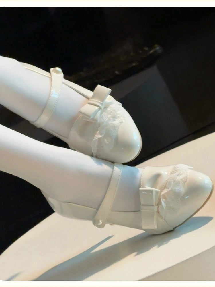 Mary White with Heels PU Leather Lolita Style Sweet Jane -