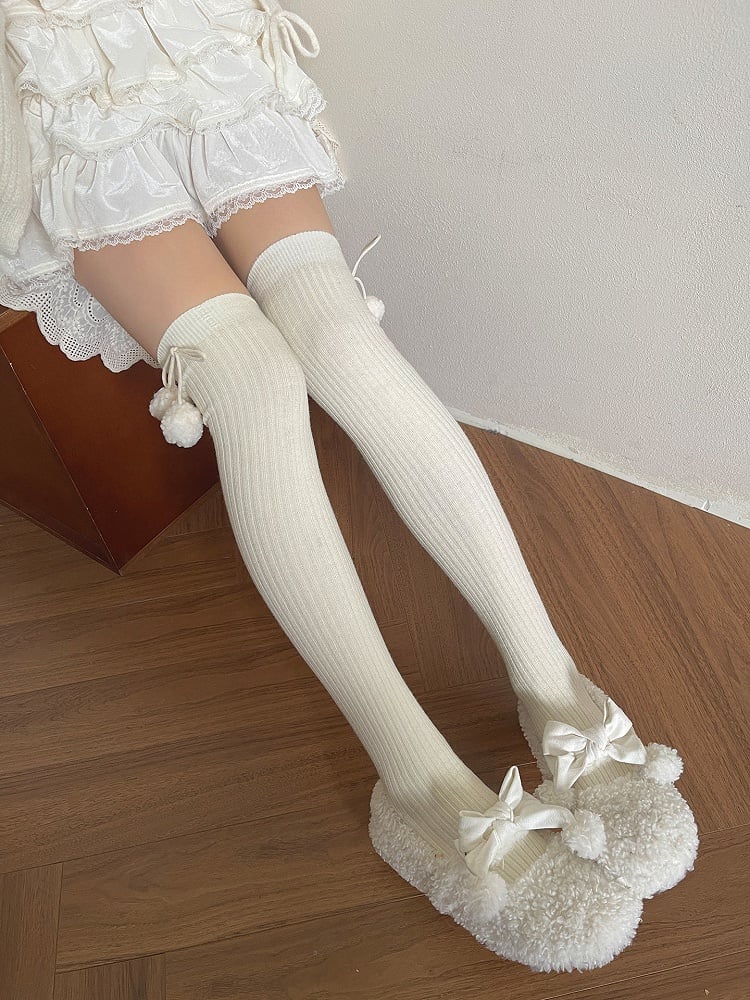 White Stockings Accents Pom-Pom with