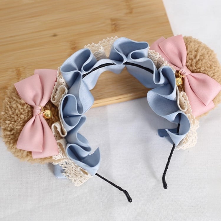 Bear Bell with Blue and Sweet Decorations KC Lolita Pink Bowknot Ear