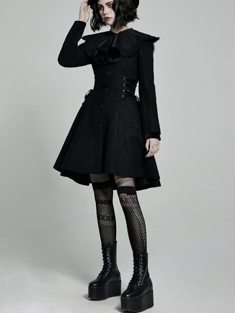 Goth Coat Black Woollen
