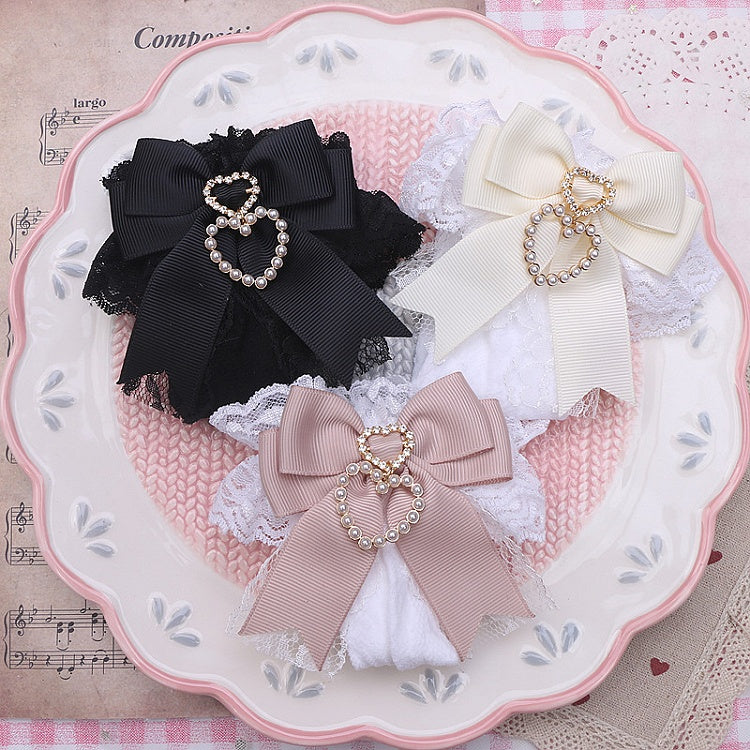 Cuff Color Pearl Kei Heart Lace Jirai Bowknot Socks Options 4