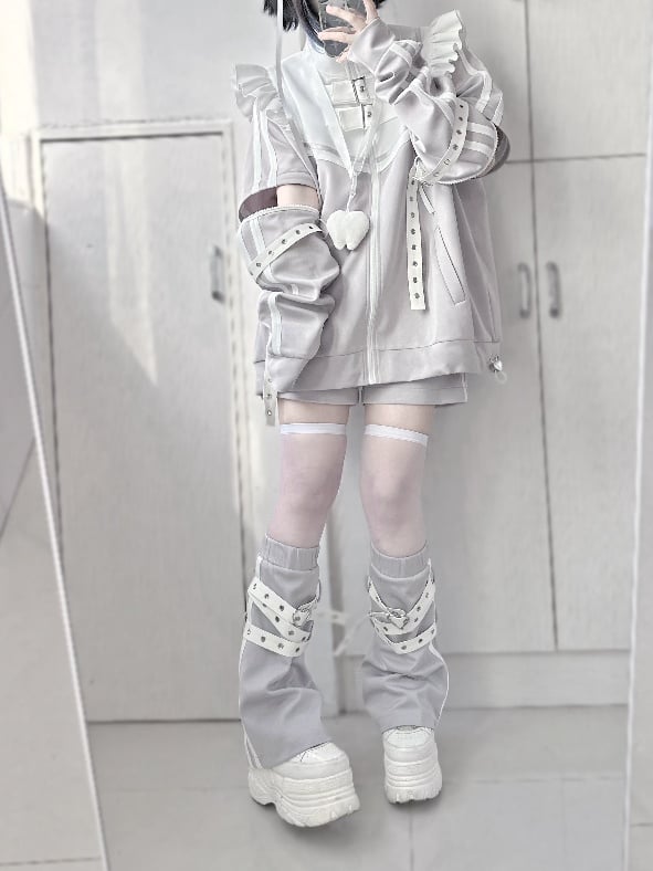 Detachable High Brooches Gray Free Neck with Sleeves Jirai Kei Jacket Angel-wing