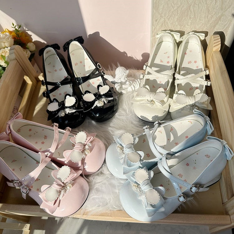 Snap Lolita Blue Shoes Heel 4.5cm Mary Sweet Closure with Bunny Themed Jane