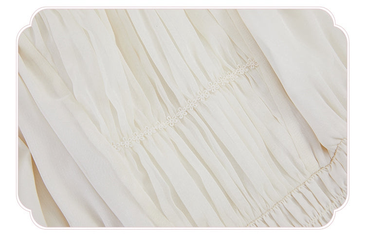 ネックラインフリルオフショルダーブラウス アプリコット