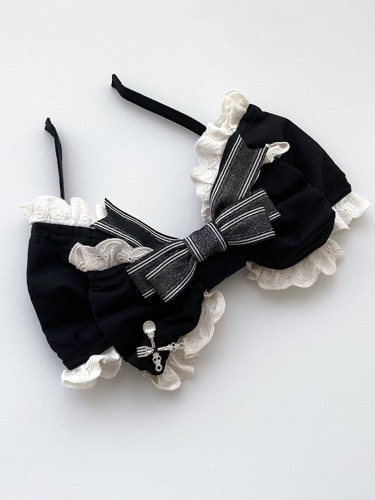 Bow Lace Lolita KC Hair Clip in Black with Bow Accents - Vivian's Diary