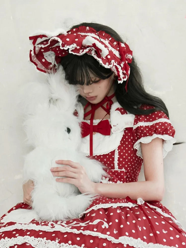 Muster Ohren Blau Rosa Motorhaube Polka-dot Schwarz / Rot Bunny