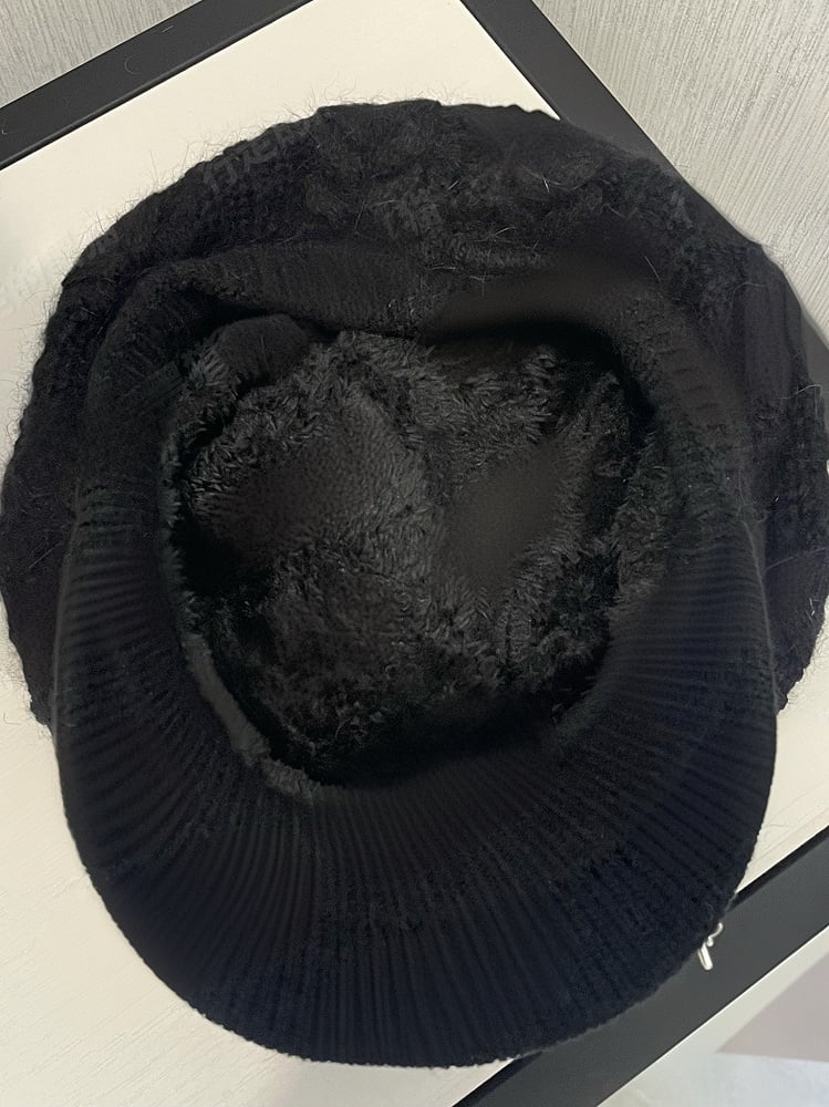 ブラックスケルトンクロスニットベレー帽