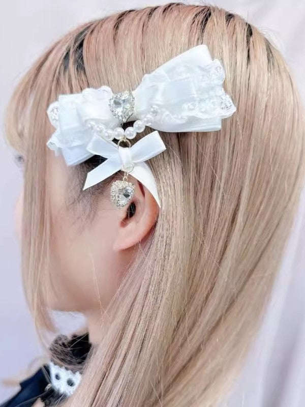 Heart Rhinestone Options 6 Chian Jirai Color Bowknot Pearl Kei Hairclip