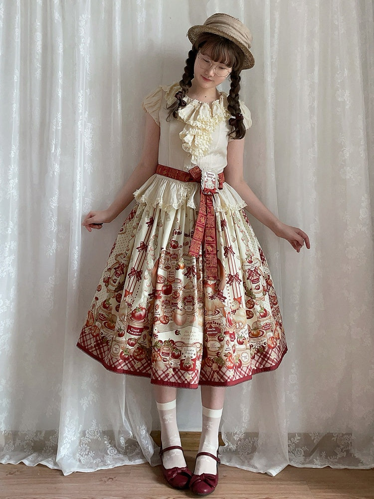 Chick Tinned Tomatoes Egg Hen and Country Skirt / Fried Lolita Print