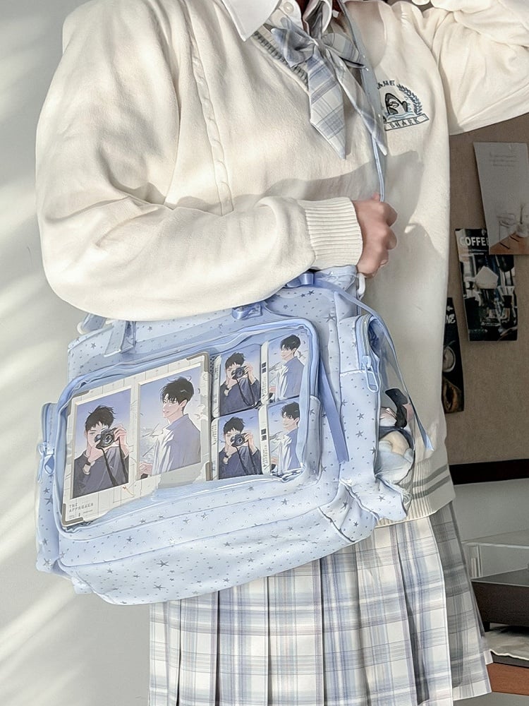 Star Light Otaku Dot Ita Bag Crossbody with Blue Style Side Pockets Design Sweet