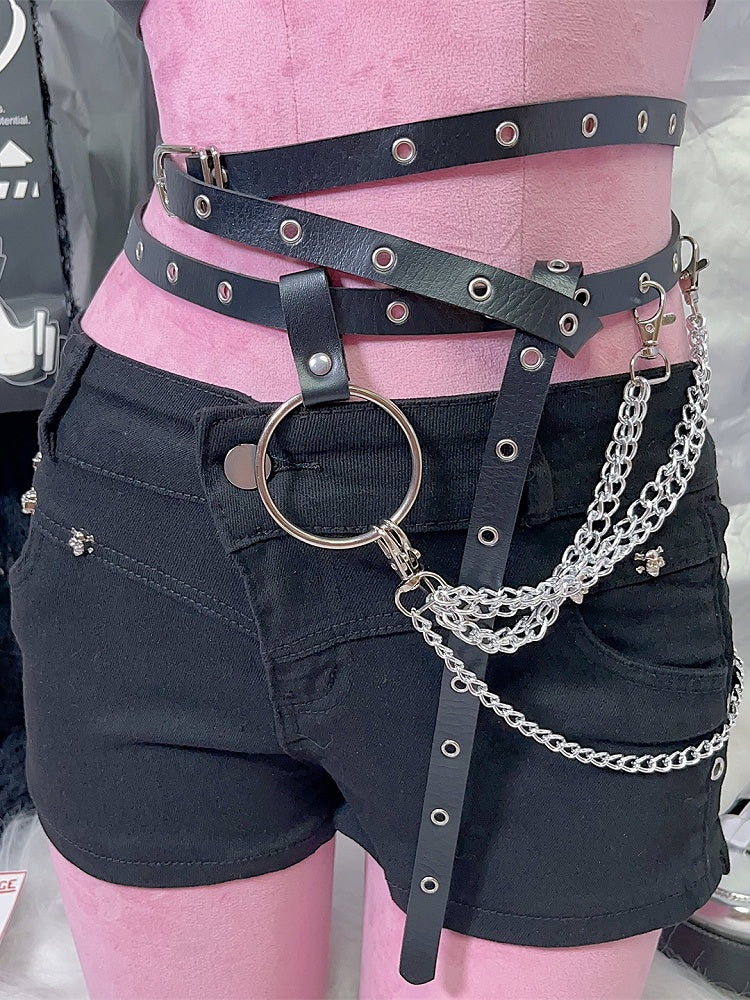 Options 2 Chain Y2K Charm Belt Black Waist