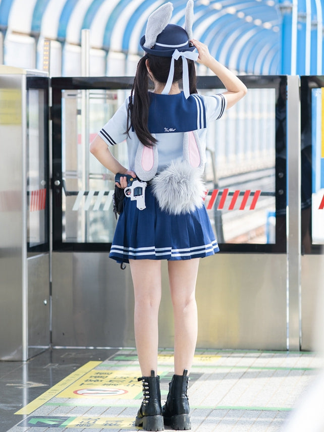 Navy Blue Bunny Ears Design Hat