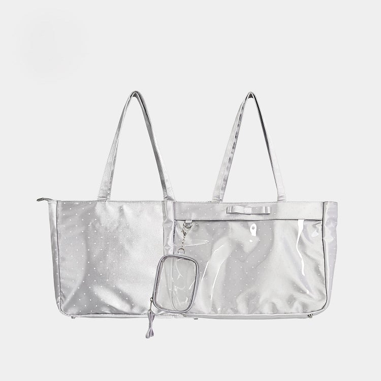 Silver Pattern Ita Dot Polka Daily Satin Bag