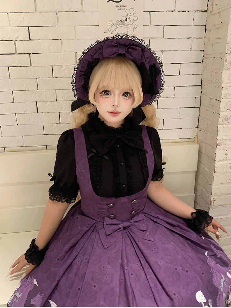 Plus Size White Black Pink Apricot Short Sleeve Lolita Stand Collar Blouse - Versatile girl