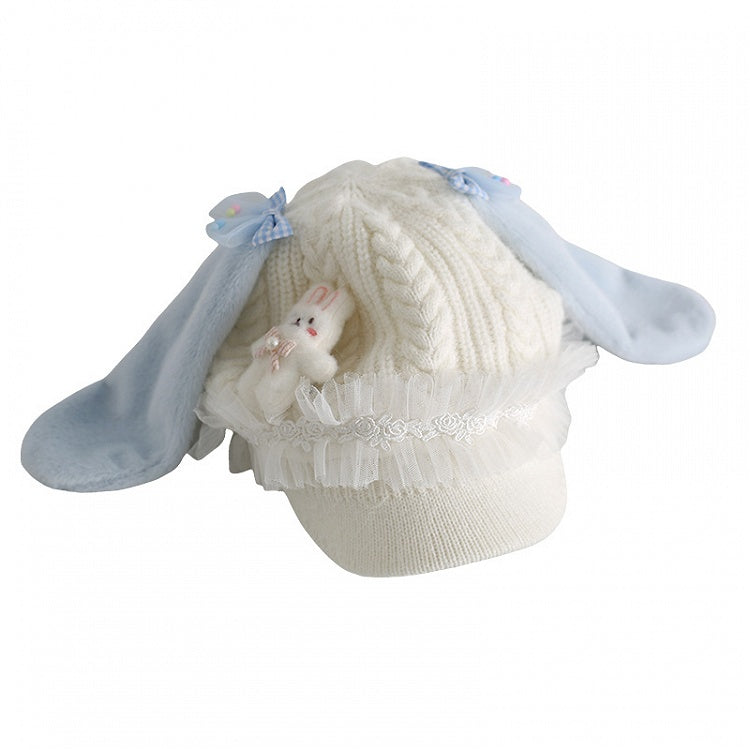 Bunny Ear Beret - Sweet Lolita Plush Bunny Accent in Pink & Blue