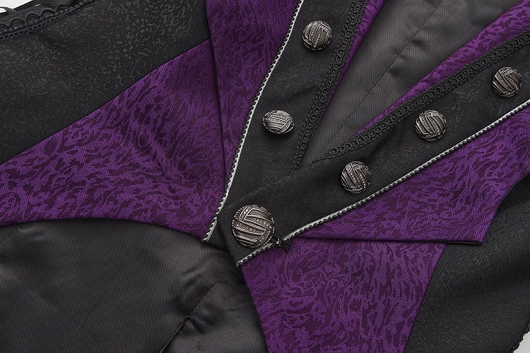 Style Elegant Prince Waistcoat Lolita Tailcoat Ouji Purple Charms Cross with