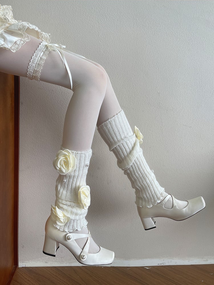 Leg Decorations and with Bead Warmers Camellia White