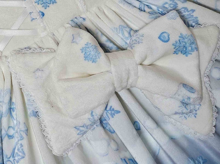 テディとスノーフレークブルーのスイートウィンターロリータジャンパースカートフルセット