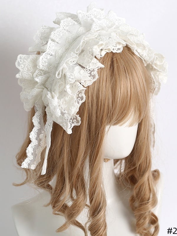 Elegant Hairband Bowknot - Lace Available 2 Styles White Lolita