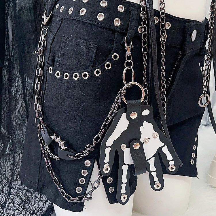 Dress Chain Y2K Hand Skeleton Black Accessory
