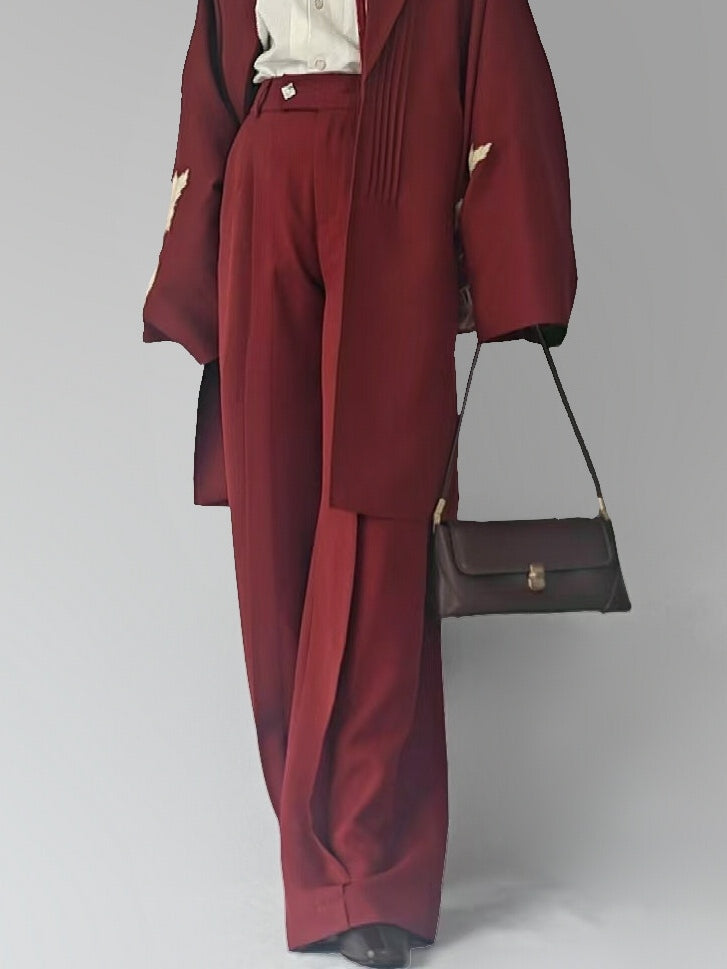 Chinese Contemporary Waist - Red Pants Partial for Style Easy Unisex Stretch Wear Straight-leg