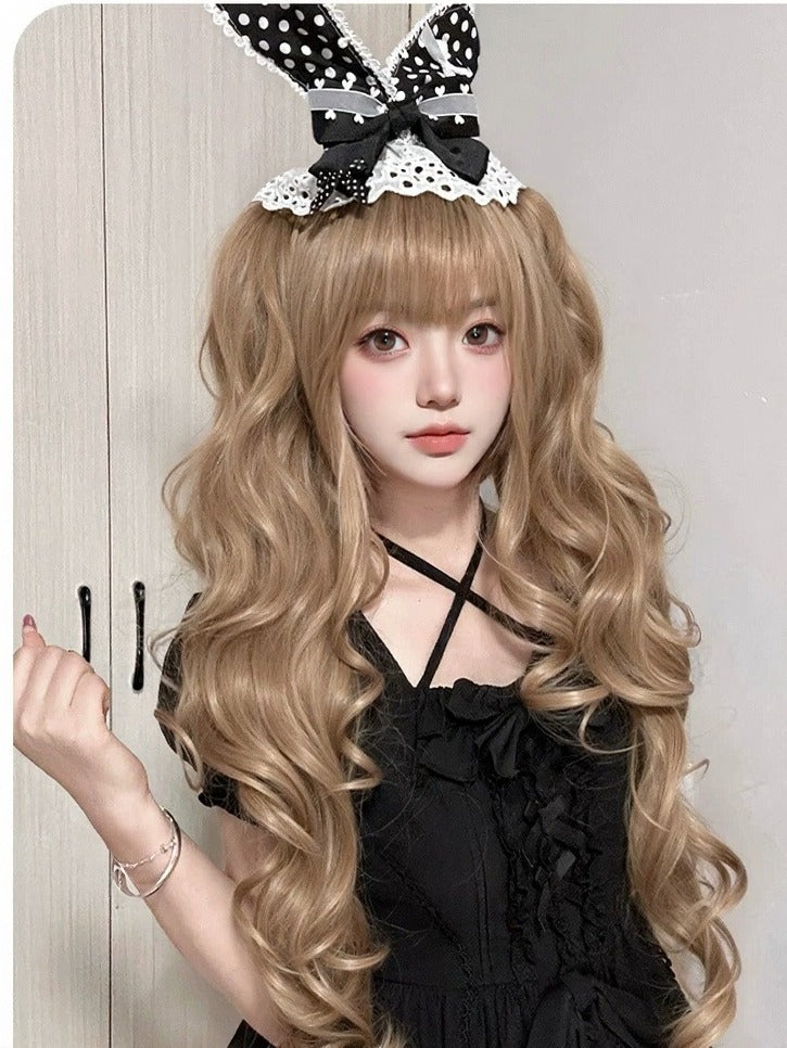 Blonde 28cm Air Bangs Wig & 60cm Wavy Twin Tails Clip - Meow Island Wig