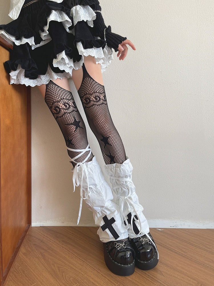 Warmerswith Decoration Gothic Design Cross Strap Leg White