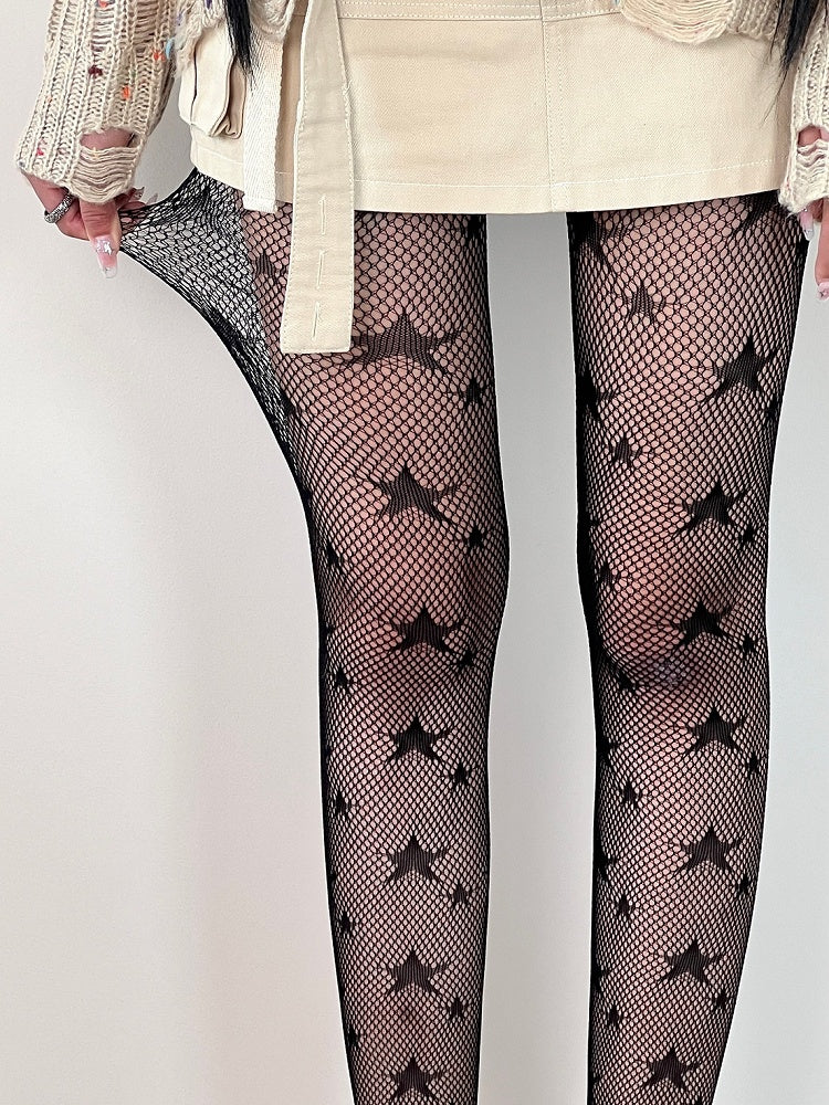 Pattern Tights Star Black
