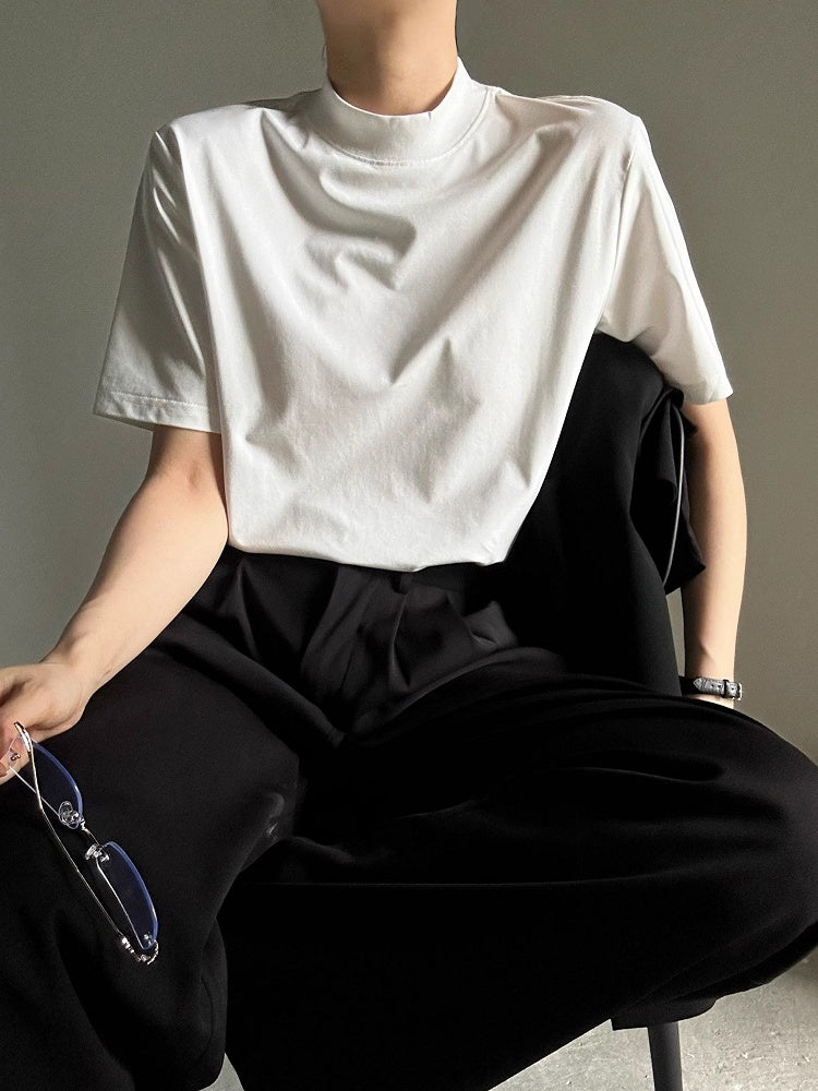 Unisex T-shirt Ouji Neck Lolita White Mock Sleeve wtih Short