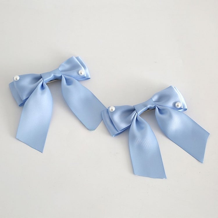 Hairclips Bowknot Beaded Lolita BlueWhite Sweet Decorated