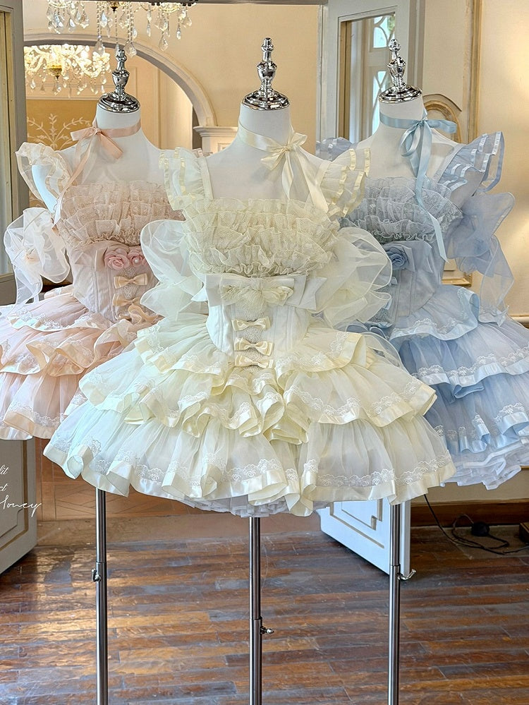 Beige Ruffled Hime Lolita Jumper Dress - Diamond Honey