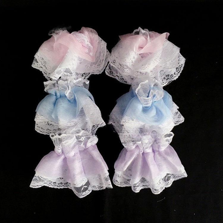Gyaru Cuffs Fashion Lace Ruffle Pink/Blue/Purple Lolita Wrist