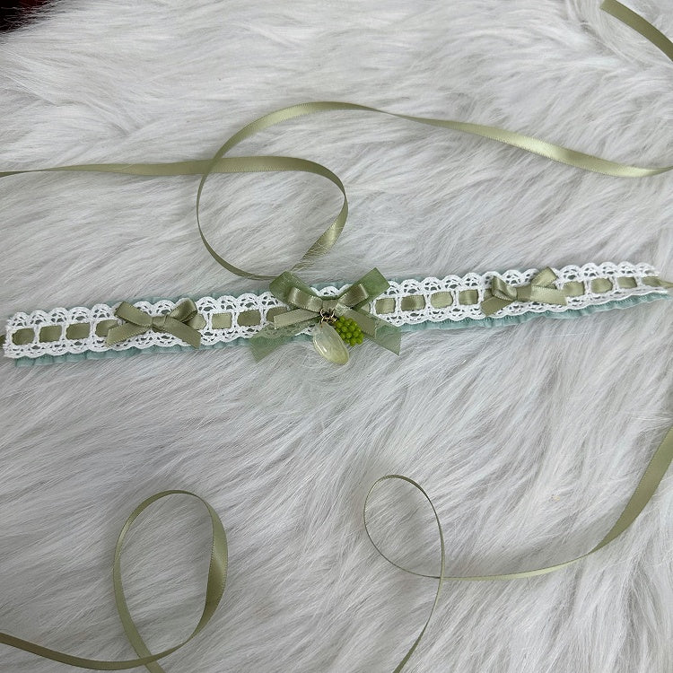 Bow Ribbon Lace Green Lolita Sweet Choker