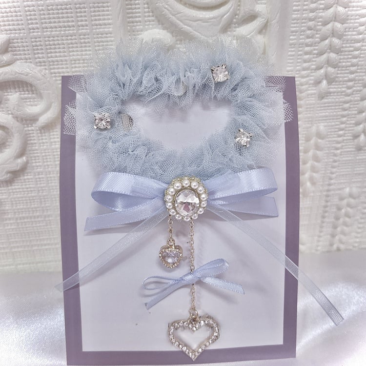 Heart Colors Rhinestone Hairclip 4 with Lace Pendant