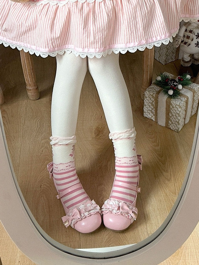 Mary Accents Janes Ear Pink Low-heel - Sweet PU Bear Lolita