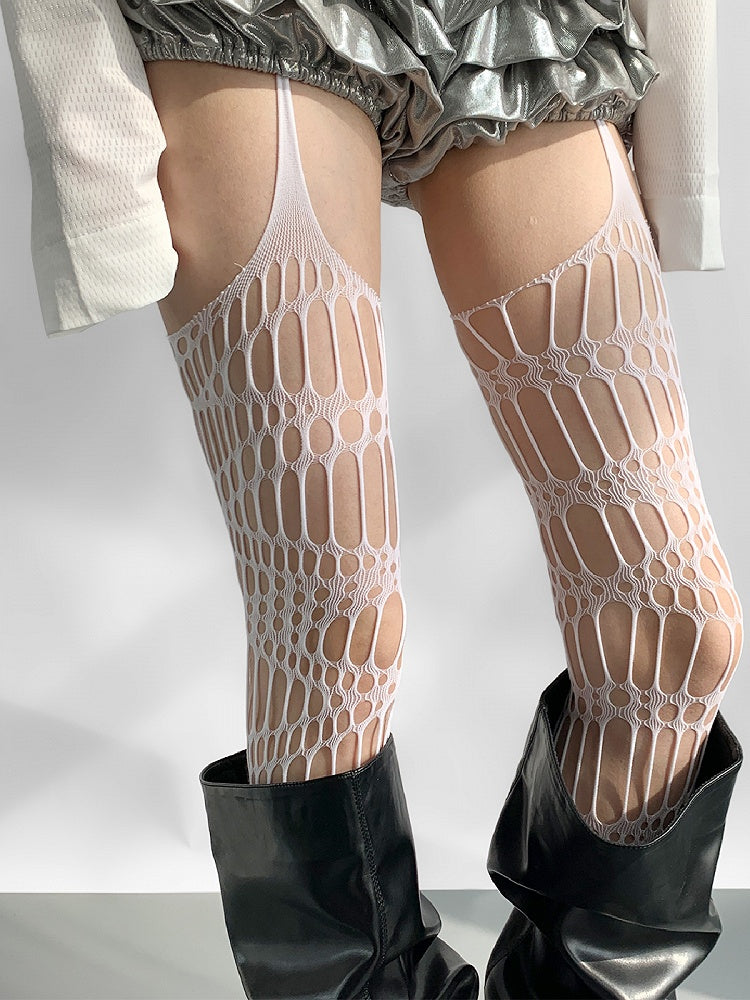 Tights Design Suspender Cutout White/Black/Gray
