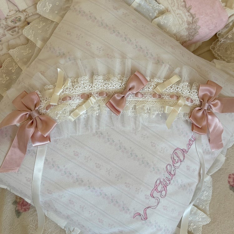Apricot/Pink/Green Lace Hairband Lolita Bow