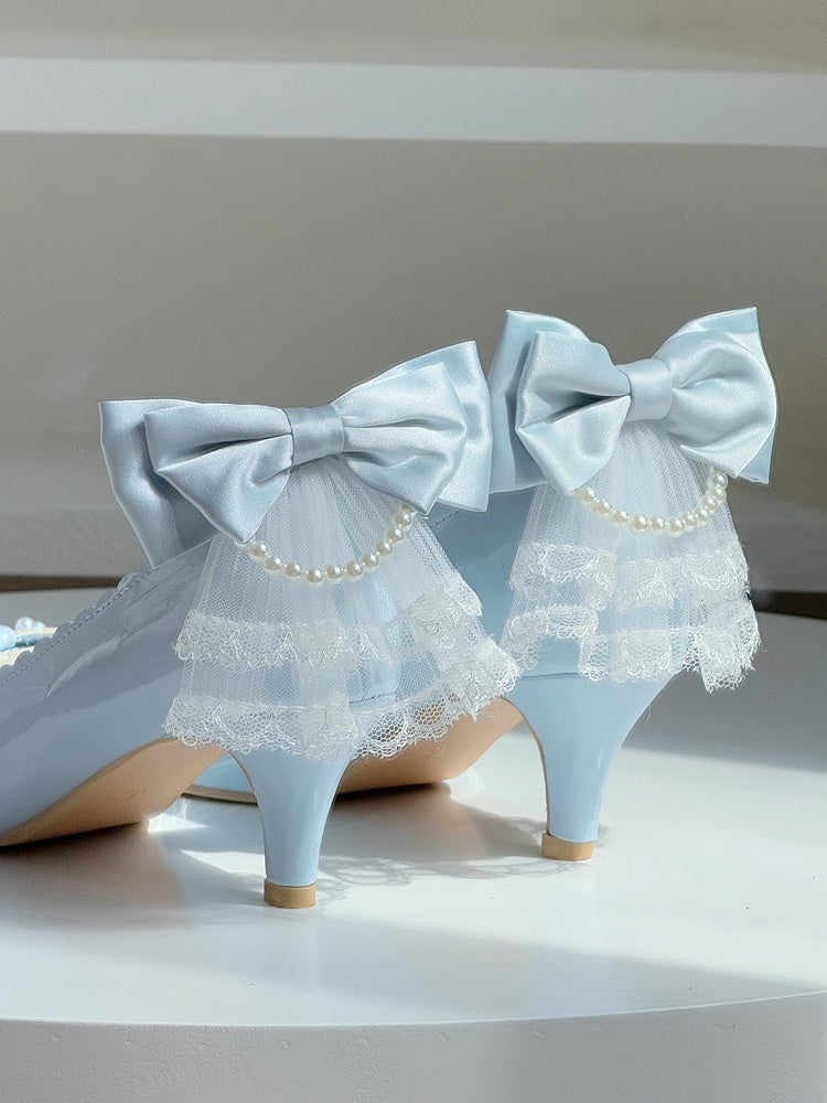 for Blue with Sophisticated Mid Lolita Heels Ribbon