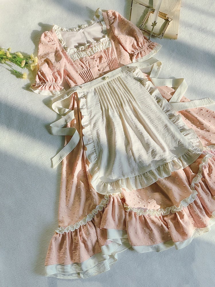 Schürze Plissee Beige Details